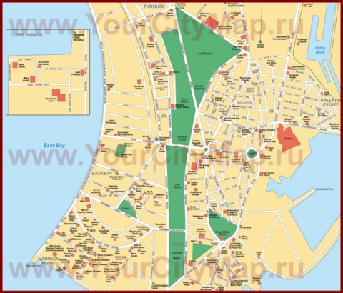 Карта центра Мумбая с достопримечательностями