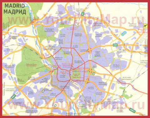 Карта Мадрида на русском языке