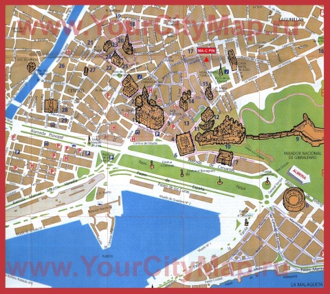 Карта Малаги с достопримечательностями