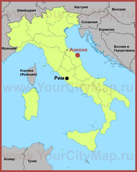 Анкона на карте Италии
