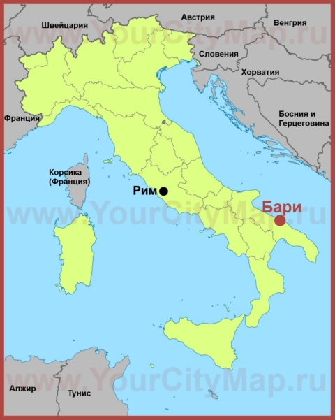 Бари на карте Италии