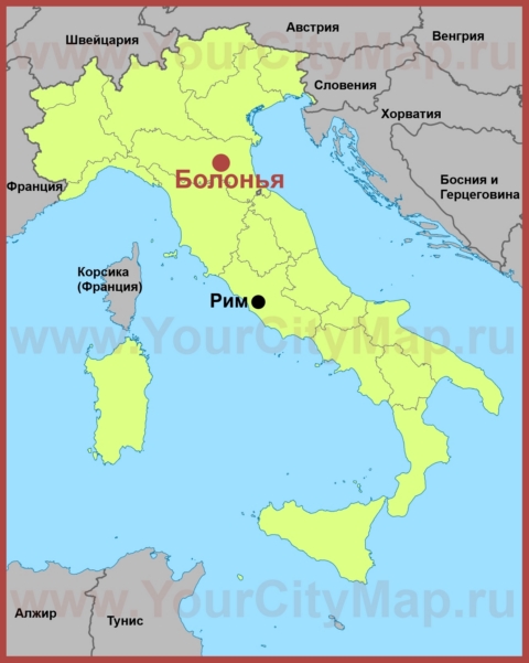 Болонья на карте Италии