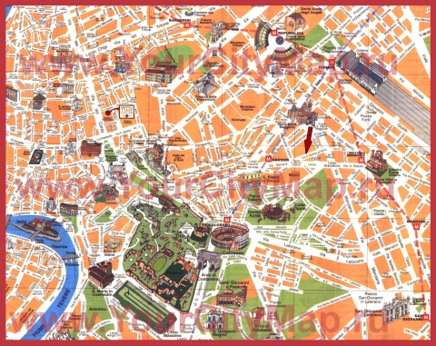 Карта центра Рима с достопримечательностями