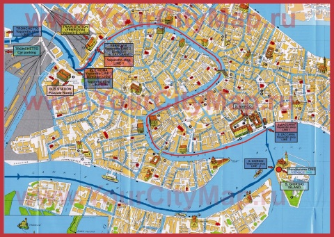Туристическая карта Венеции с достопримечательностями