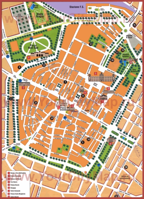 Туристическая карта Модены с достопримечательностями