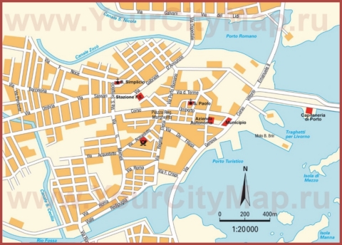 Туристическая карта Олбии с достопримечательностями