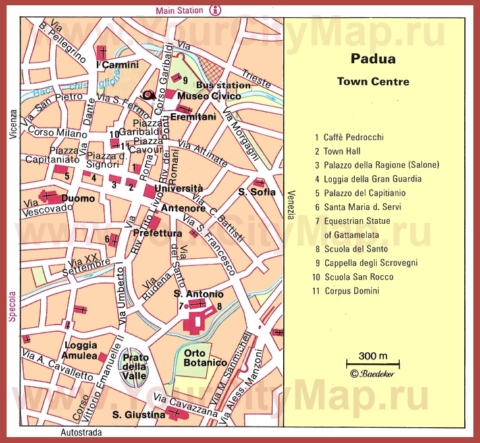 Туристическая карта Падуи с достопримечательностями