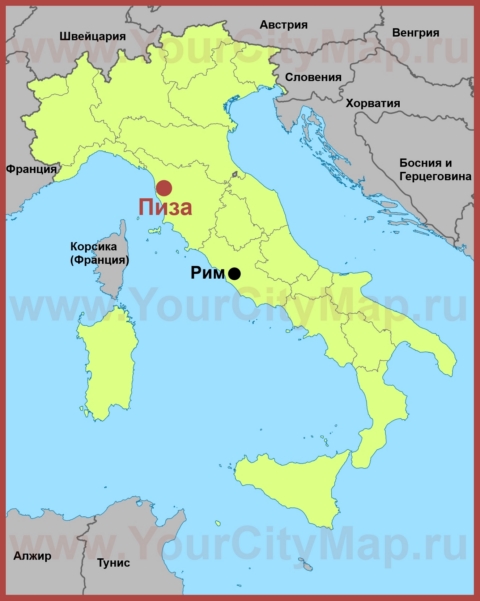 Пиза на карте Италии
