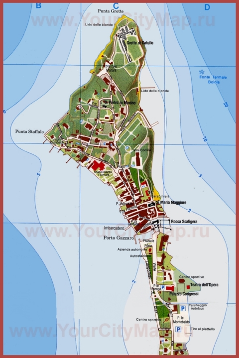 Туристическая карта Сирмионе с достопримечательностями