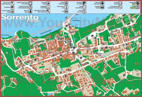 Туристическая карта Сорренто с отелями