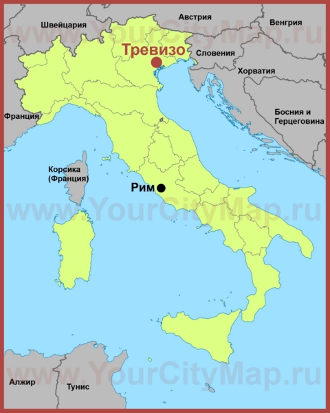 Тревизо на карте Италии
