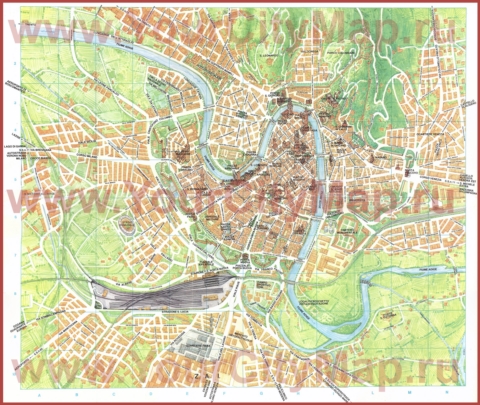 Подробная туристическая карта Вероны с достопримечательностями