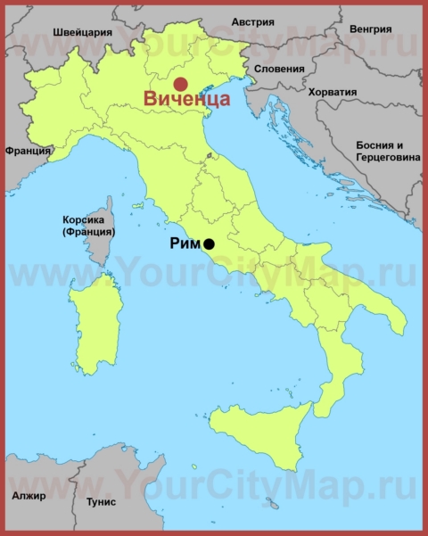 Виченца на карте Италии