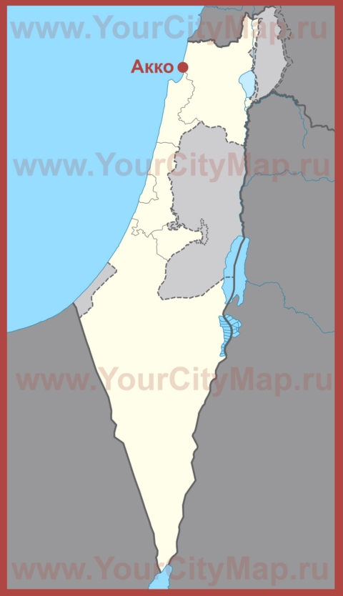 Акко на карте Израиля