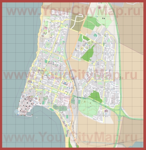 Подробная карта города Акко