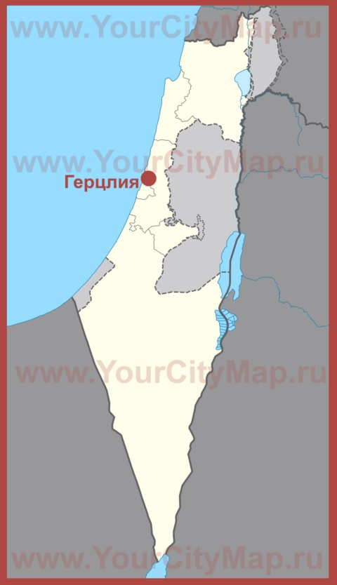 Герцлия на карте Израиля