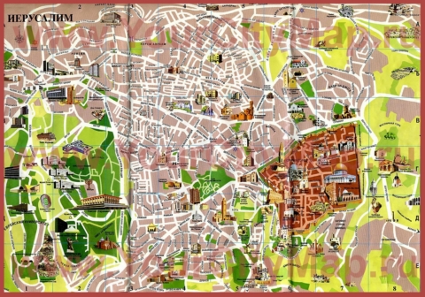 Карта Иерусалима на русском языке с достопримечательностями