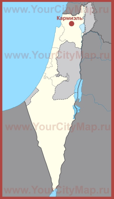 Кармиэль на карте Израиля