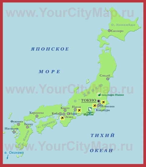 Города Японии на карте