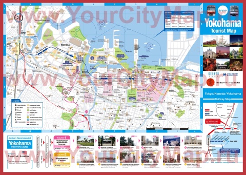 Подробная туристическая карта Йокогамы с отелями