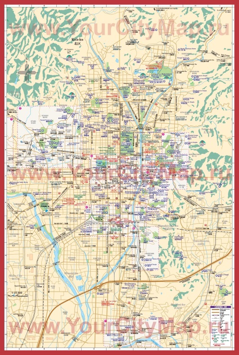 Подробная карта города Киото