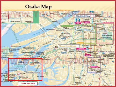 Подробная карта Осаки