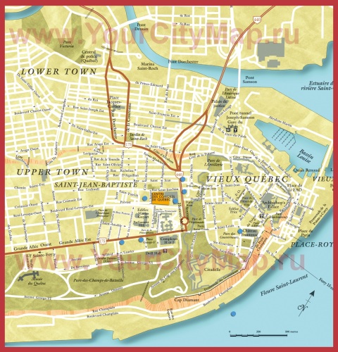 Подробная карта города Квебек