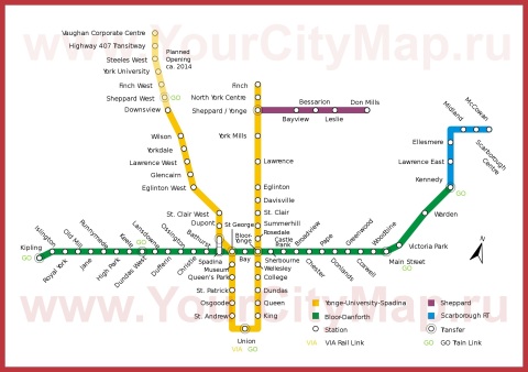 Схема - Карта метро Торонто