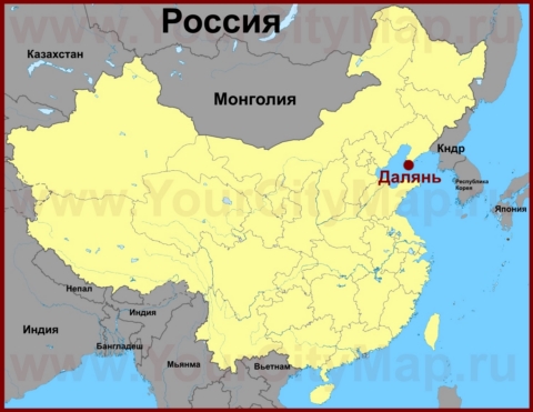 Далянь на карте Китая