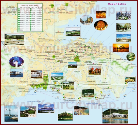 Туристическая карта Даляня с отелями и достопримечательностями