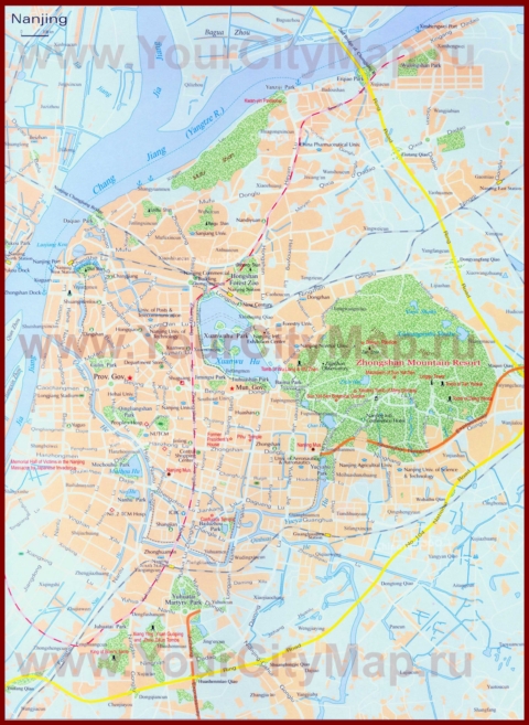 Подробная карта города Нанкин с достопримечательностями