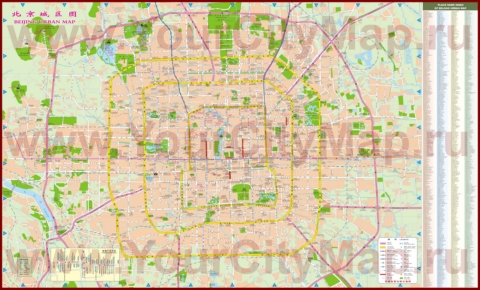 Подробная карта города Пекин с достопримечательностями