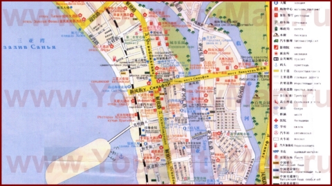 Туристическая карта города Санья с отелями