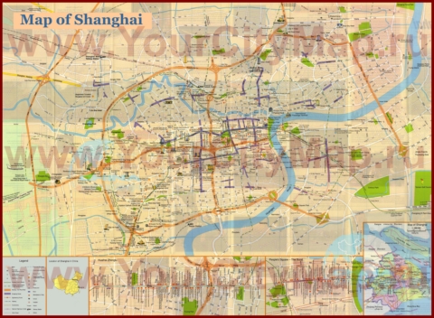 Туристическая карта Шанхая с магазинами и ресторанами