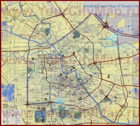 Подробная туристическая карта города Тяньцзинь