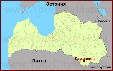Даугавпилс на карте Латвии