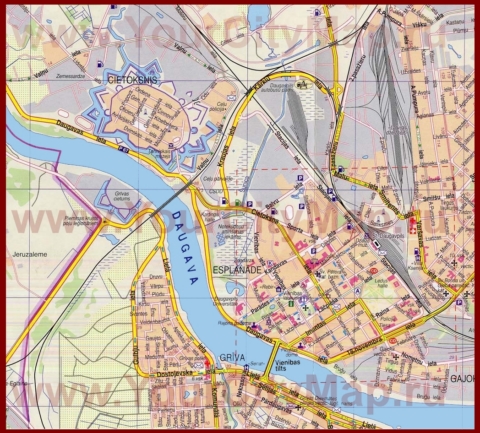 Туристическая карта Даугавпилса с отелями и достопримечательностями