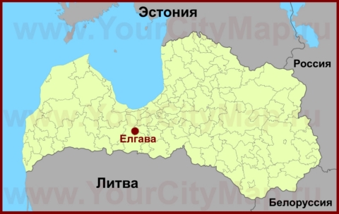 Елгава на карте Латвии