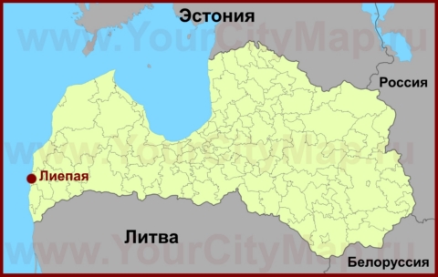 Лиепая на карте Латвии