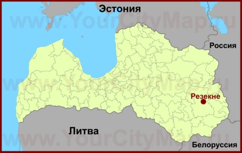 Резекне на карте Латвии