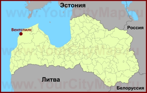 Вентспилс на карте Латвии