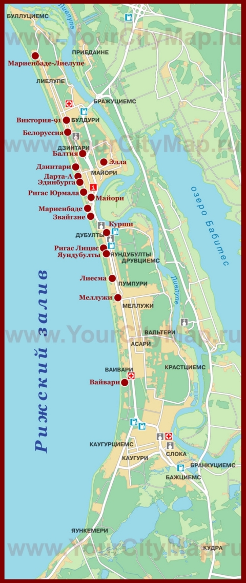 Карта отелей Юрмалы