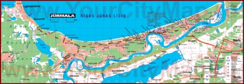 Карта Юрмалы с отелями и санаториями