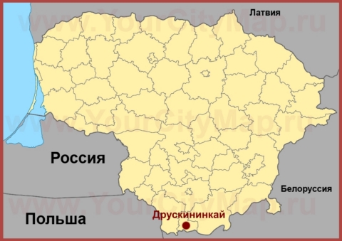 Друскининкай на карте Литвы