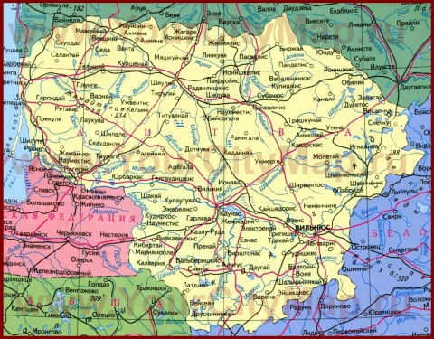 Города Литвы на карте