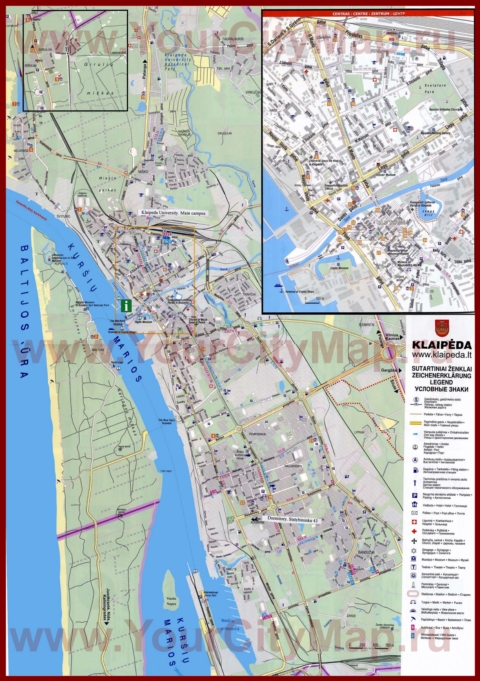 Туристическая карта Клайпеды с отелями и достопримечательностями
