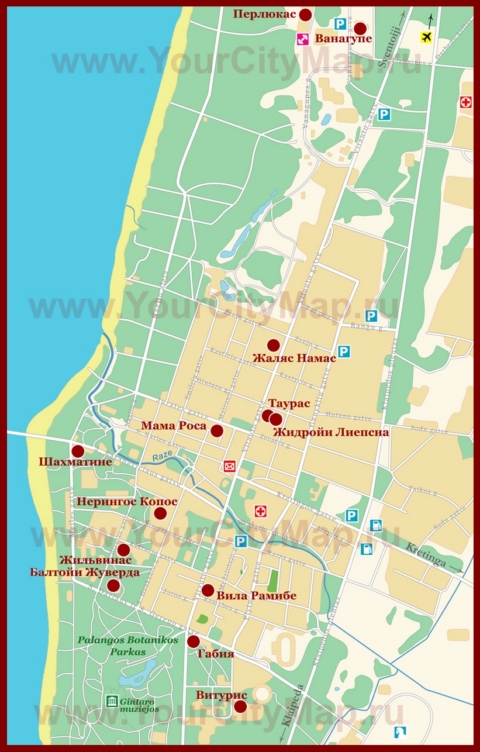 Карта отелей Паланги