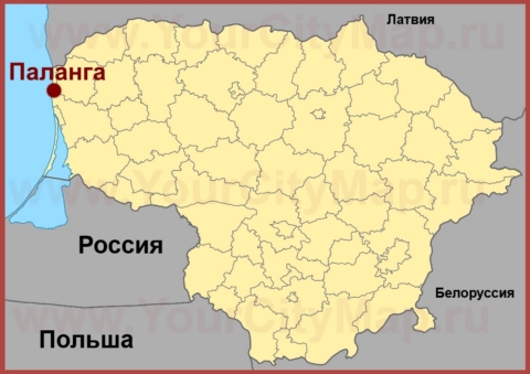 Паланга на карте Литвы