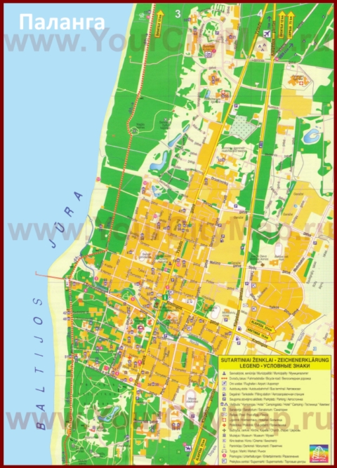 Подробная туристическая карта города Паланга