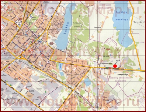 Туристическая карта Шауляя с отелями и достопримечательностями